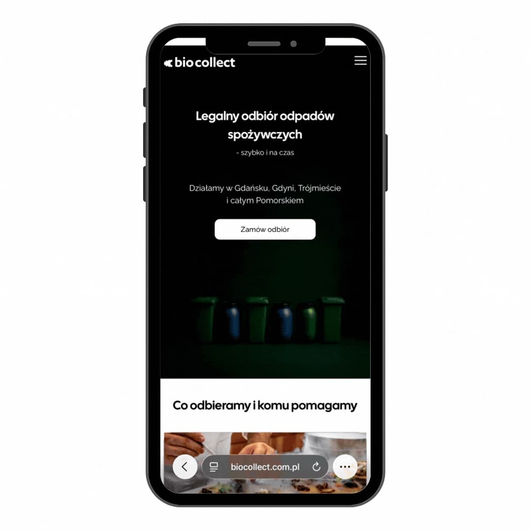 Bio Collect — strona na telefonie