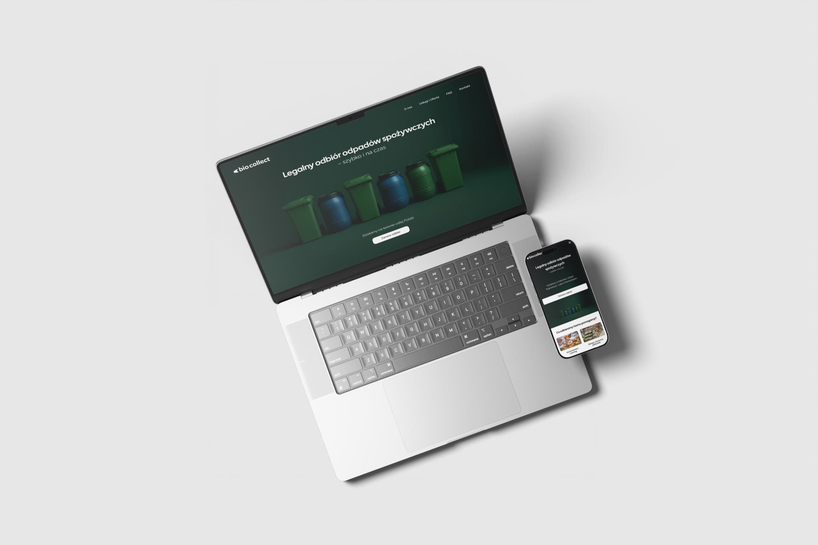 Bio Collect — laptop i telefon na biurku