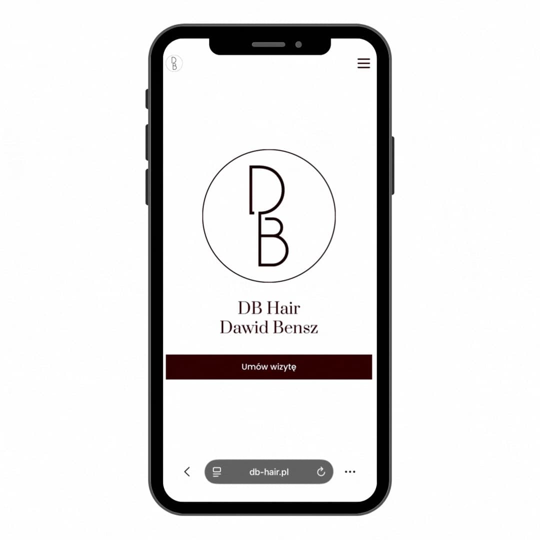 DB Hair — strona główna na telefonie